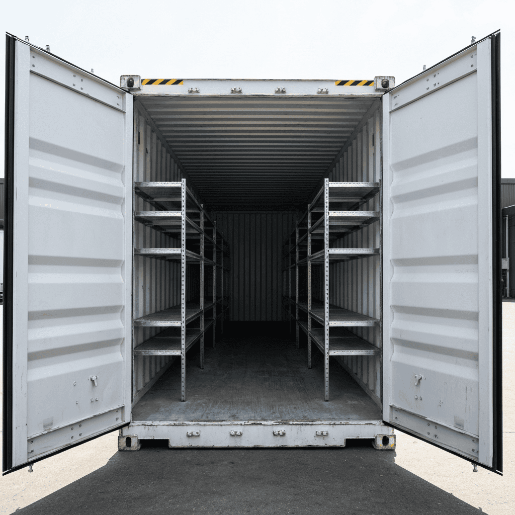 A truck delivering a container to a client's final residence in Ecuador.